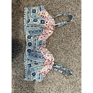 Billabong Womens Floral Paisley Bustier Bikini Top Blue Cream Small XT576NAM